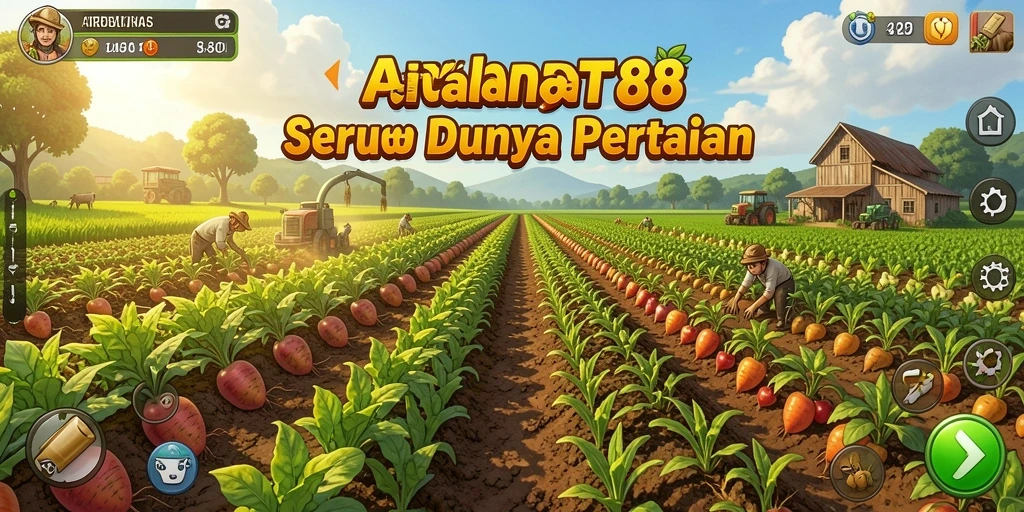 Screenshot gameplay AIRBET88 menunjukkan petualangan seru di dunia pertanian.