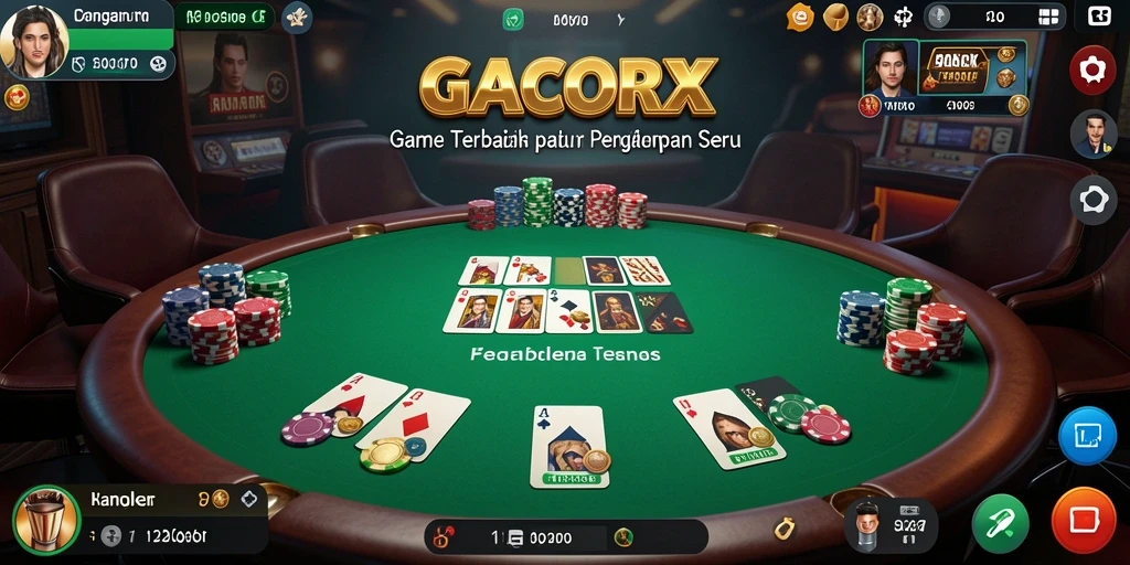 Tampilan gameplay poker yang mendebarkan di aplikasi GACORX.