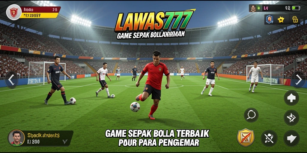 Screenshot menampilkan aksi seru dalam game sepak bola LAWAS777.