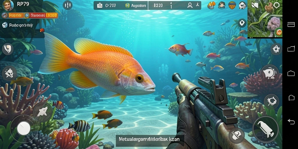 Tampilan gameplay menembak ikan yang seru dan penuh aksi.
