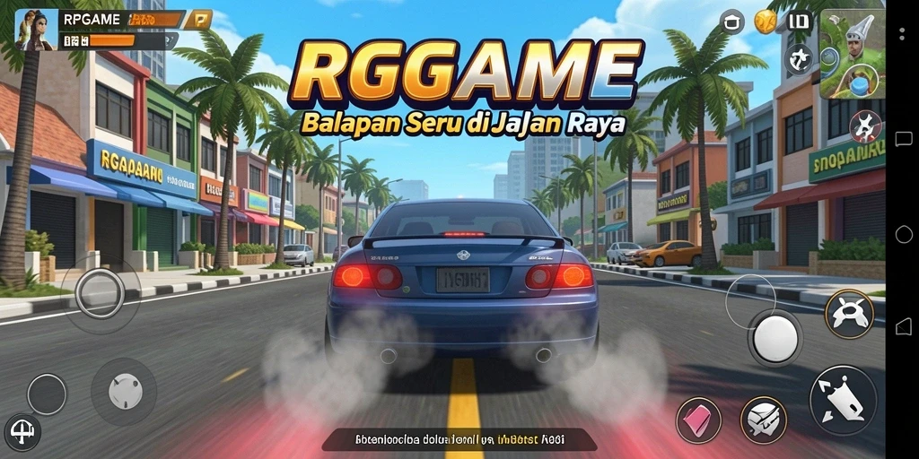 Tampilan gameplay balapan yang mendebarkan dan realistis di RPGAME.
