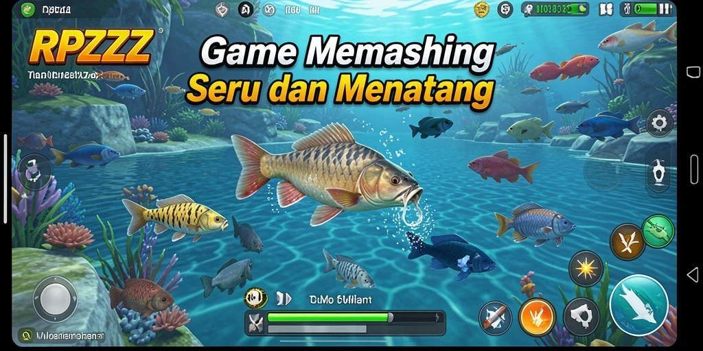 Tampilan gameplay seru saat menangkap ikan dalam RPZZZ.