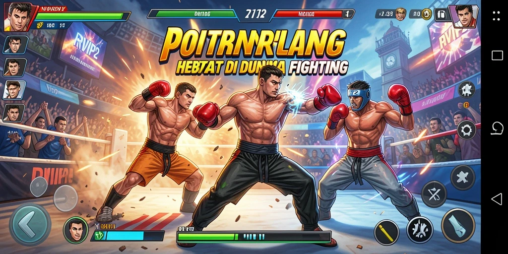 Screenshot utama RVIP2 menampilkan aksi pertarungan yang intens dan grafis yang memukau.